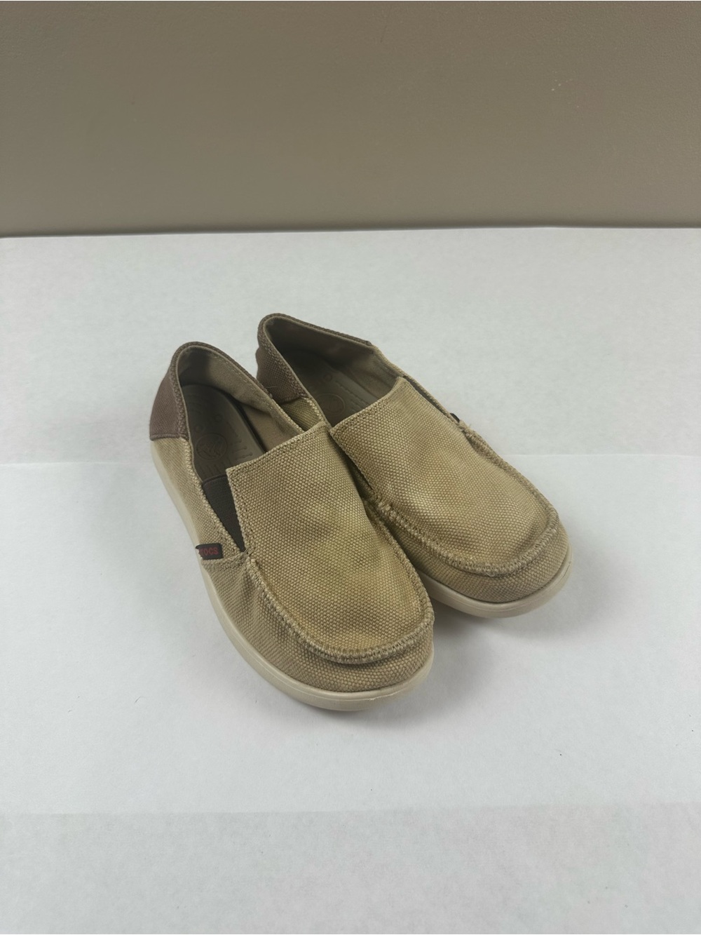 CROCS Kids Slip-On Loafers in Beige and Brown
